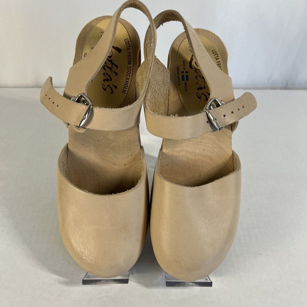 Lotta From Stockholm Women's High Heel Clogs Tan, Size 38 (US 7.5) - Picture 2 of 7